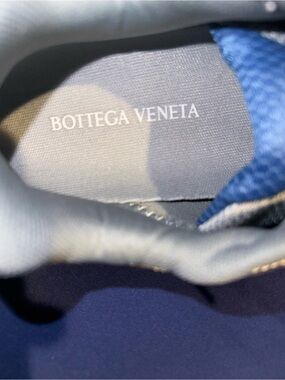 Bottega Veneta Blue Leather Sneaker with Knit Tongue